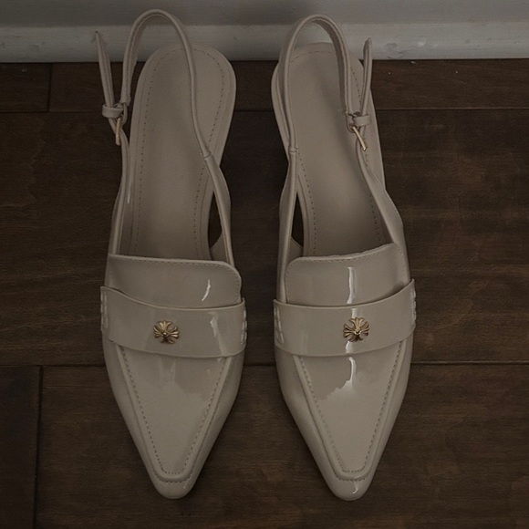 Elegant Cream Slingback Women's shoes with Kitten Heel - Picture 2 of 8